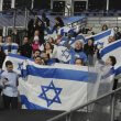 Supporters of the Israeli national team watch a Nations Leage match against France on Thursday. AP