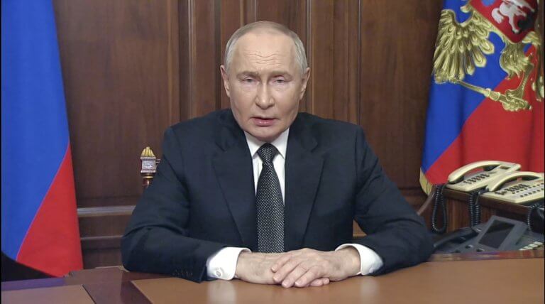 Vladimir Putin's television address on Thursday. Russian Presidential Press Service