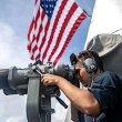 Seaman Caleb Alba conducts watch stander duties aboard the guided-missile destroyer USS Halsey in the South China Sea. U.S. Navy