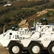 A UNIFIL peacekeeper drives an armored vehicle in Lebanon. AFP