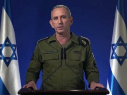 IDF spokesman Adm. Daniel Hagari delivers a press briefing. IDF