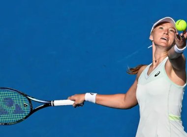 Lina Glushko at the ASB Classic in New Zealand on Monday. AP