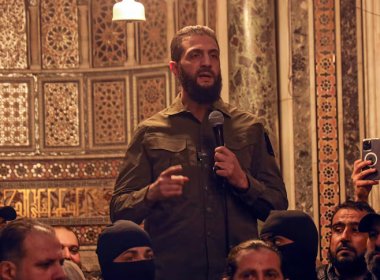 Abu Mohammad al-Golani at a Mosque in Damascus. AP