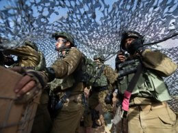 Israeli soldiers on the Gaza border. IDF