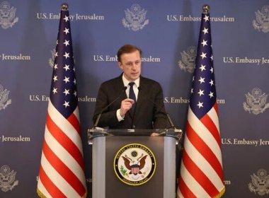 US National Security Adviser Jake Sullivan speaks during a press conference in Tel Aviv. AFP