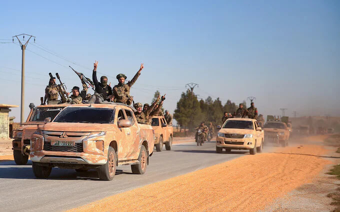 Rebel fighters in the eastern part of Aleppo province. AFP