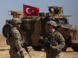 Turkish soldiers near Tal Abyad, Syria. AP