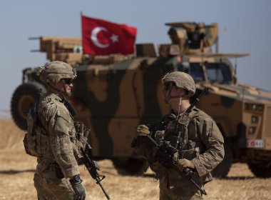 Turkish soldiers near Tal Abyad, Syria. AP