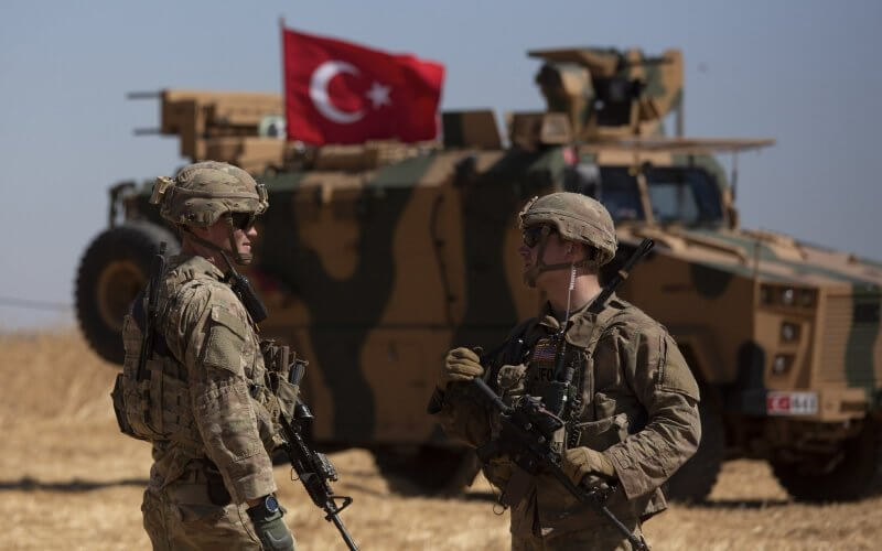 Turkish soldiers near Tal Abyad, Syria. AP