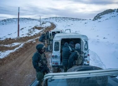 Israeli soldiers on the Syrian side of Mount Hermon. IDF