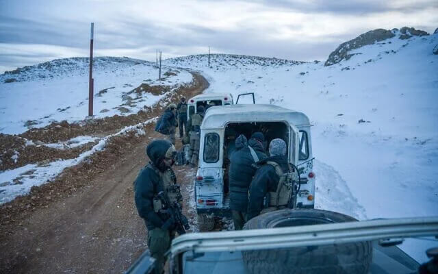 Israeli soldiers on the Syrian side of Mount Hermon. IDF