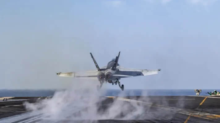 F/A-18E Super Hornet from Strike Fighter Squadron 81 launches from the USS Harry S. Truman in the Red Sea on Dec. 28. U.S. Navy photo.