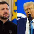 A picture of Ukrainian President Volodymyr Zelenskyy on the left and American President Donald Trump on the right.